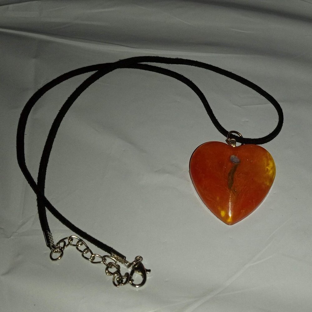 Handmade Orange and Yellow Heart Necklace